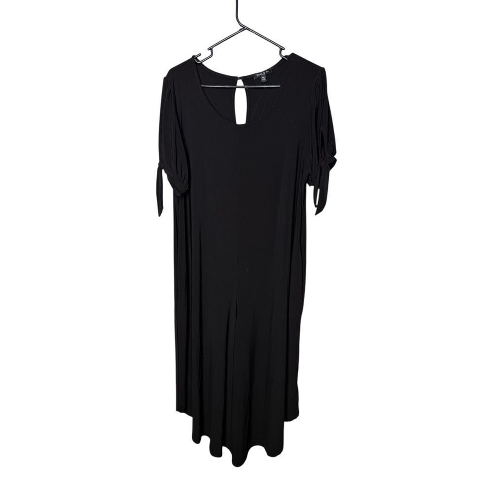 Sami & Jo Petite XL Black Wide Leg Jumpsuit Tie Short Sleeve Keyhole Back